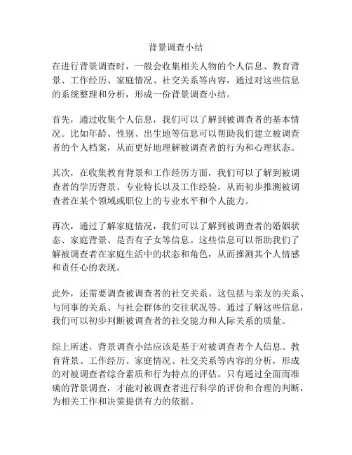 背景调查小结