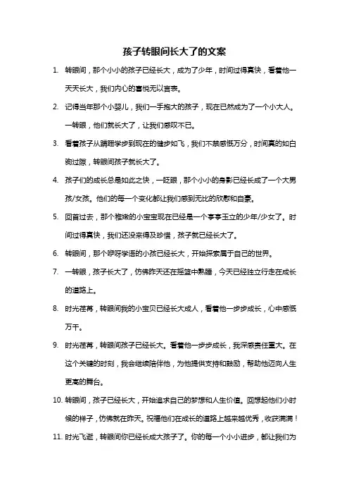 孩子转眼间长大了的文案
