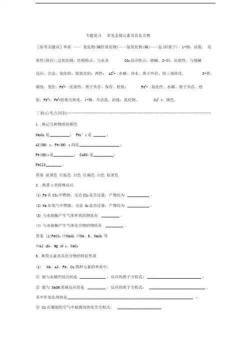 常见金属元素及其化合物专题