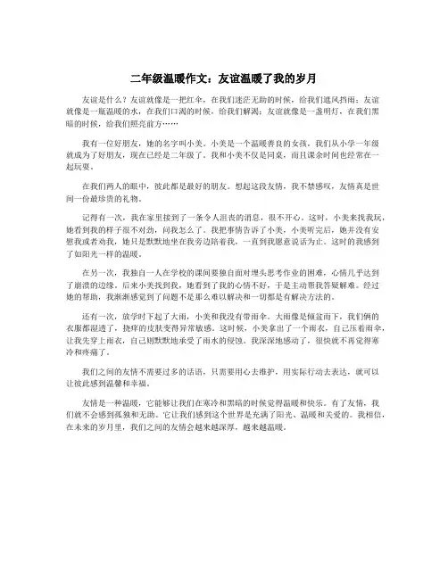 二年级温暖作文：友谊温暖了我的岁月