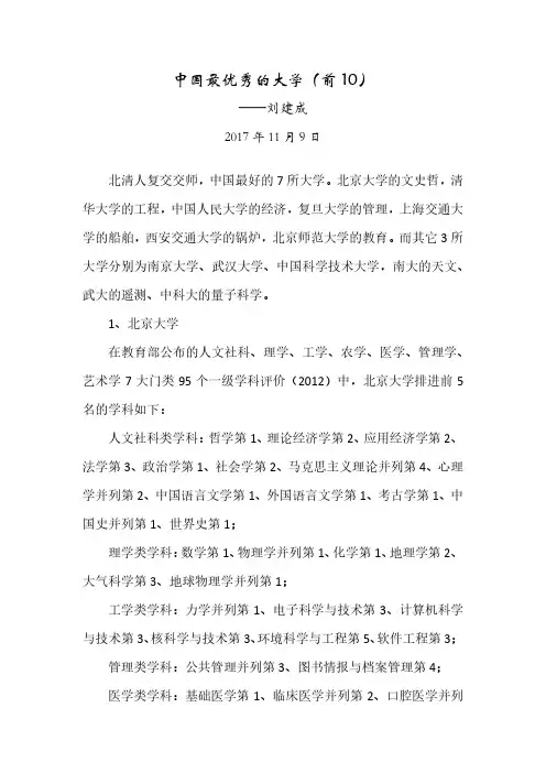中国最优秀的大学(前10)1711