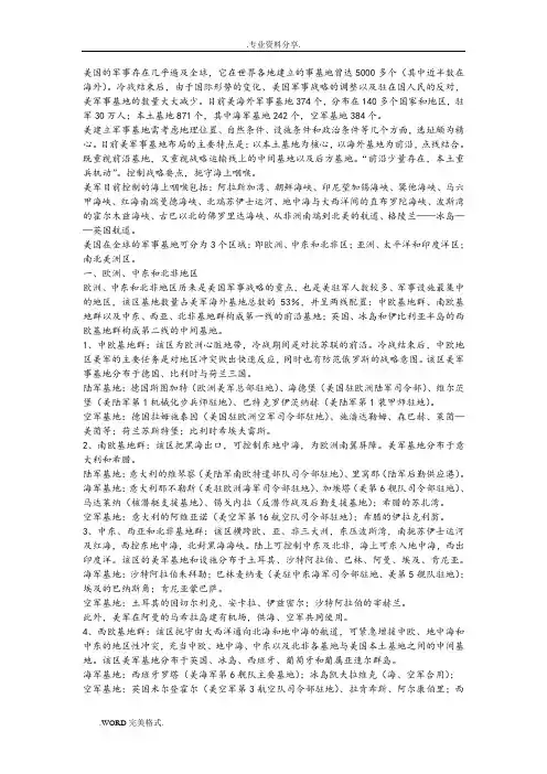 美国在全球的军事基地大全