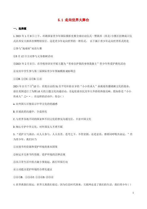 九年级道德与法治下册第三单元走向未来的少年第五课少年的担当5