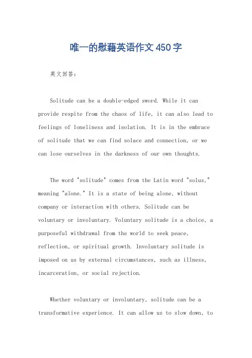 唯一的慰藉英语作文450字