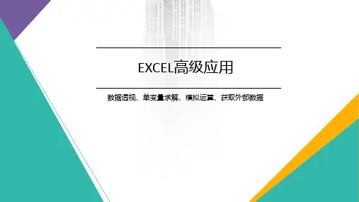 Excel高级应用培训课件(数据透视、单变量求解、模拟运算、获取外部数据)