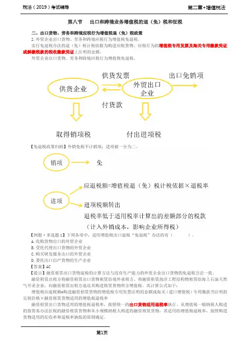 税法(2019)考试辅导第21讲_出口货物、劳务和跨境应税行为增值税退(免)税政策[3]、免税政策、征税政策、
