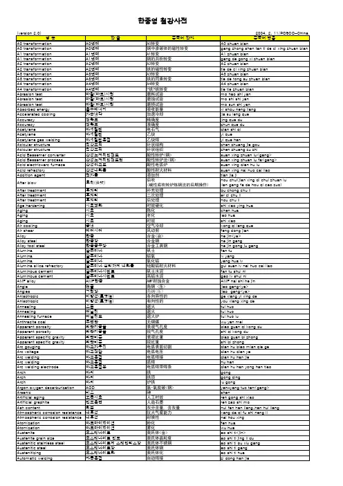 Steel_Glossary 钢铁术语 中文、英文、韩语对照