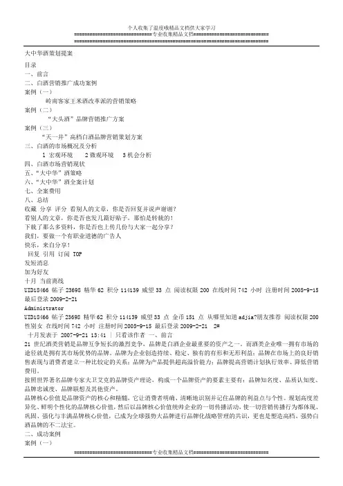 大中华酒策划提案