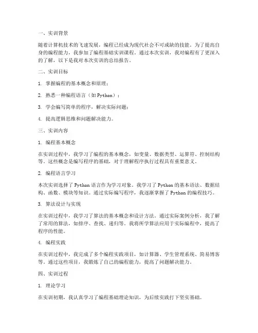 编程基础实训报告