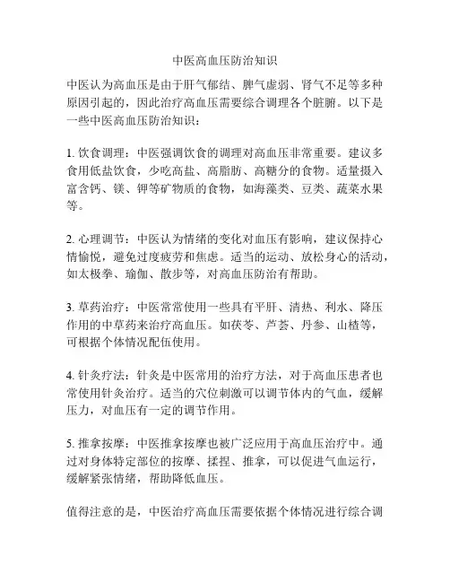 中医高血压防治知识