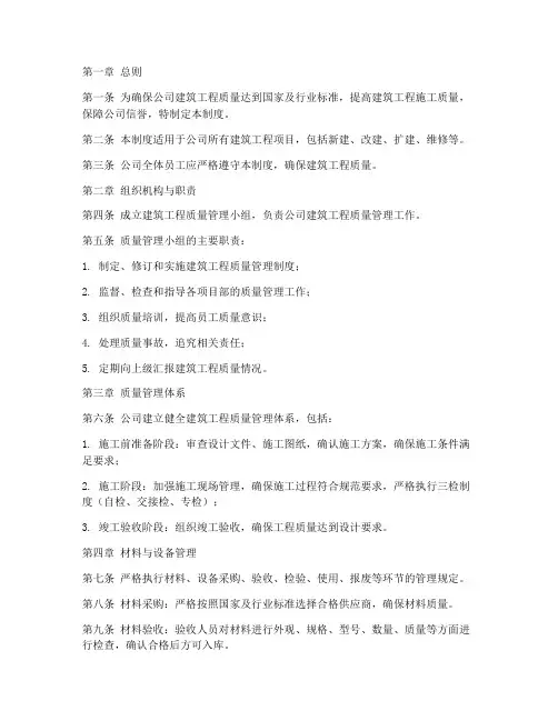 公司建筑工程质量管理制度