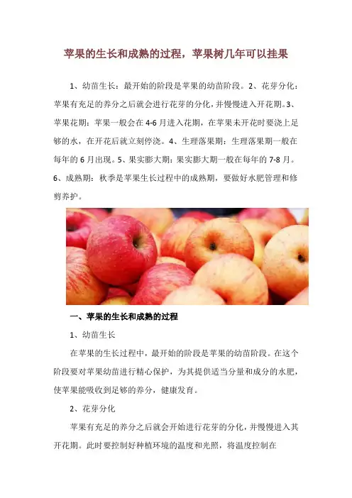 苹果的生长和成熟的过程,苹果树几年可以挂果