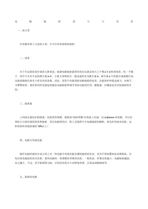 电脑辐射的九大克星