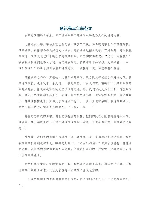 通讯稿三年级范文