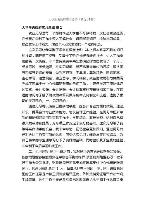 大学生去政府实习总结（精选18篇）