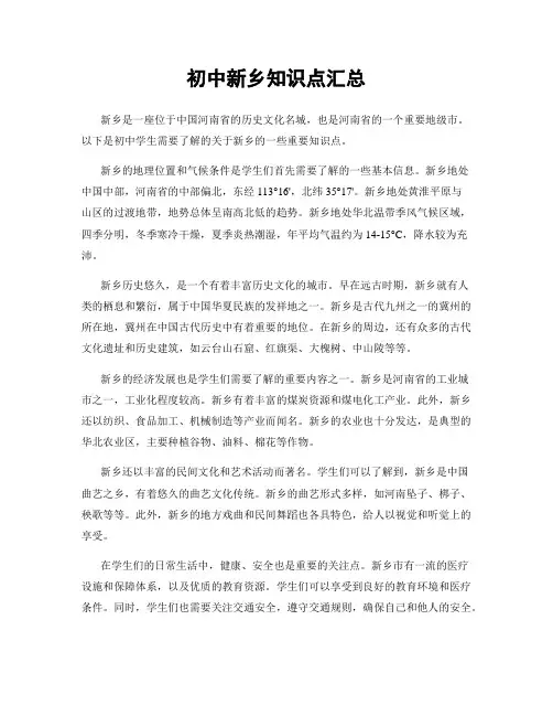 初中新乡知识点汇总