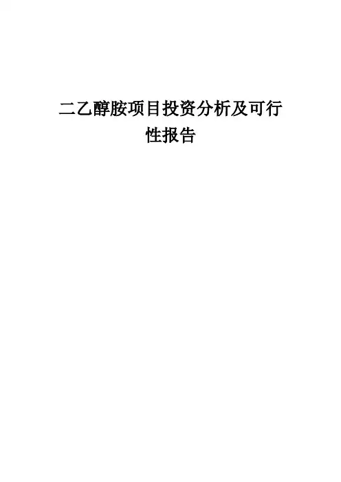 2024年二乙醇胺项目投资分析及可行性报告