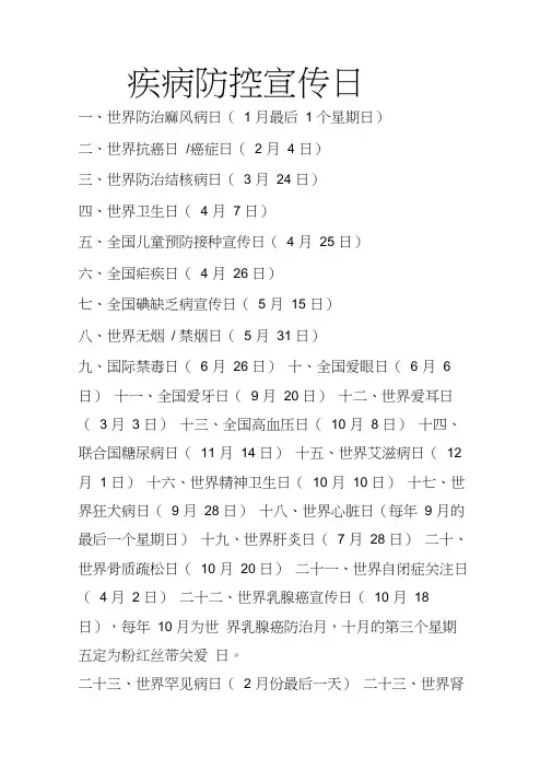 各种疾病防控宣传日