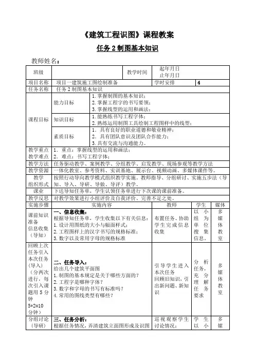 《建筑工程识图》课程教案——制图的基本知识