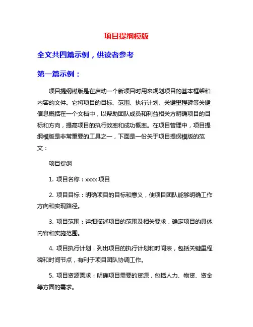 项目提纲模版