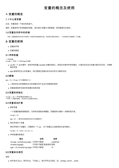 变量的概念及使用