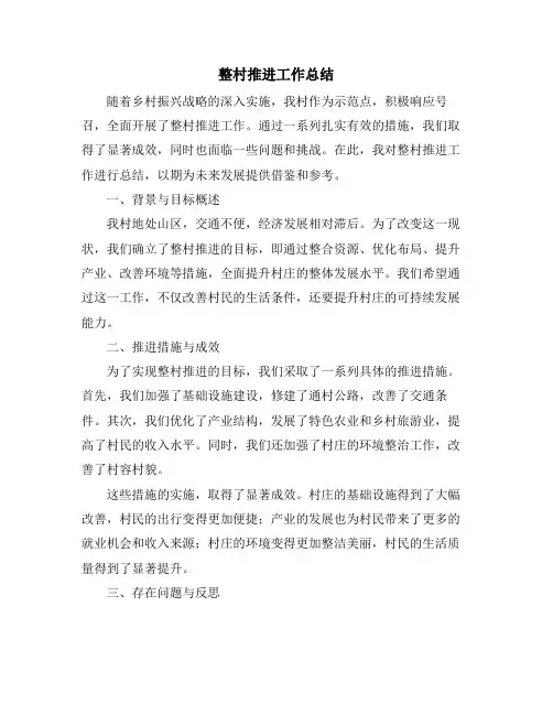 整村推进工作总结