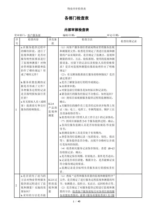 物业内审检查表