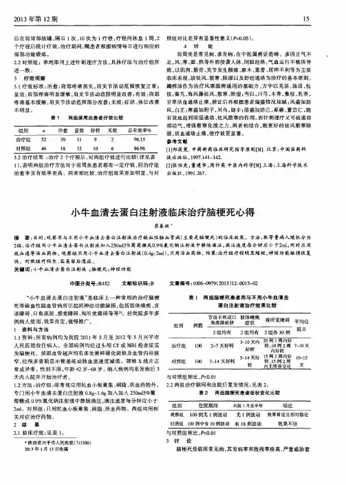 小牛血清去蛋白注射液临床治疗脑梗死心得