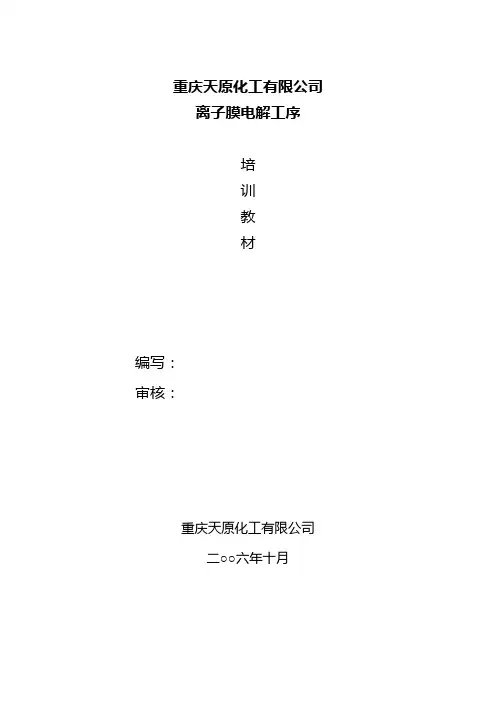 离子膜电解工序培训教材