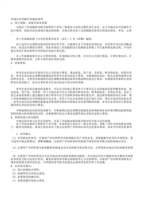 市场法评估测算表2019