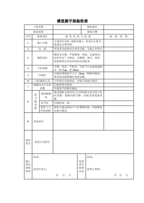 满堂脚手架验收表