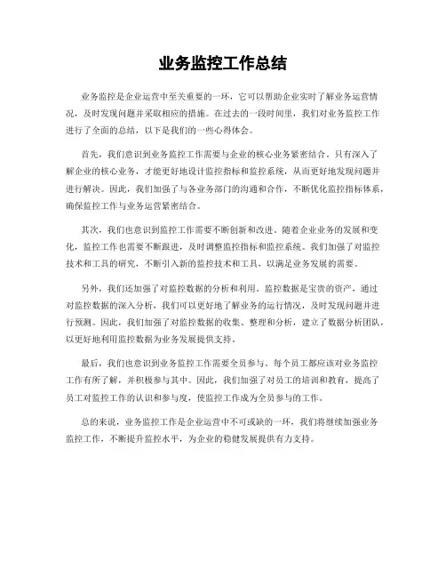 业务监控工作总结