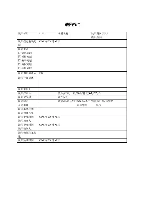 软件缺陷报告