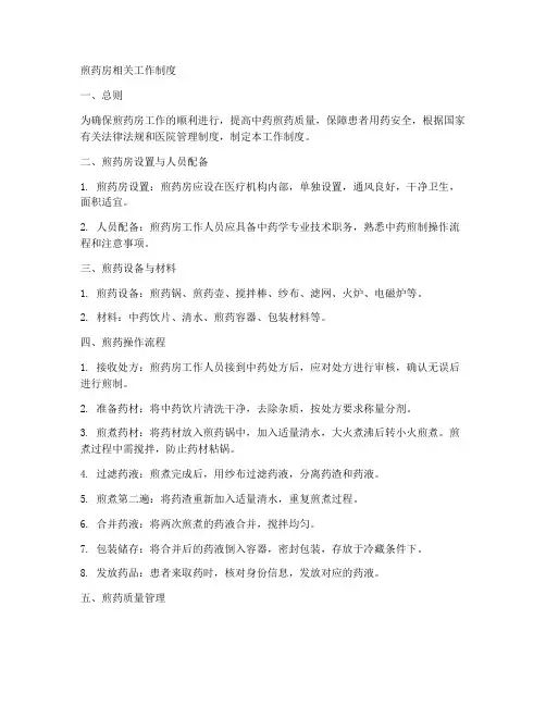 煎药房相关工作制度