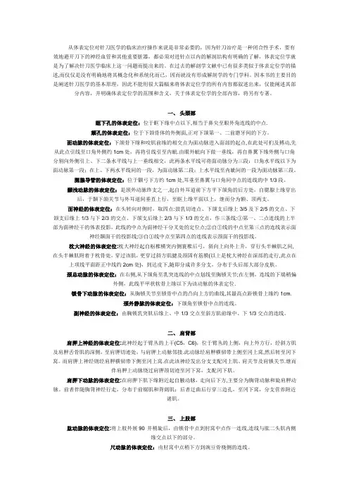 人体体表定位标志