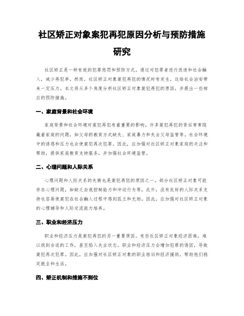 社区矫正对象案犯再犯原因分析与预防措施研究