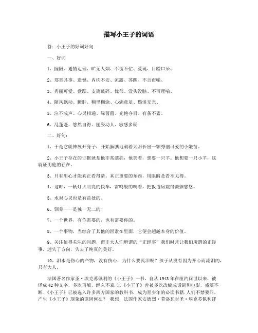 描写小王子的词语