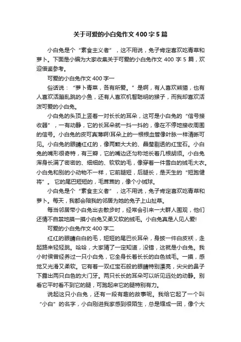 关于可爱的小白兔作文400字5篇