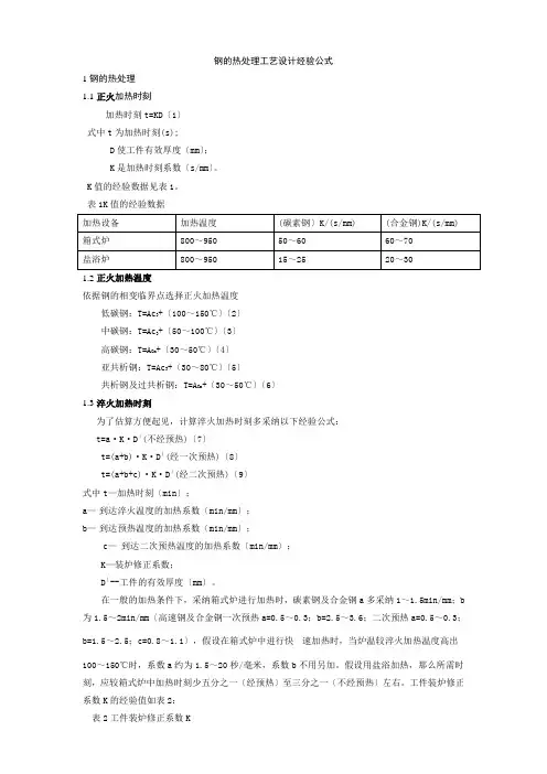 钢的热处理工艺设计经验公式