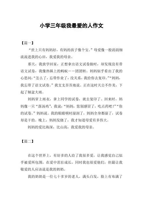 小学三年级我最爱的人作文