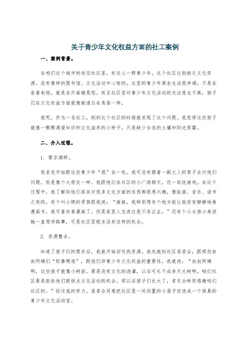关于青少年文化权益方面的社工案例