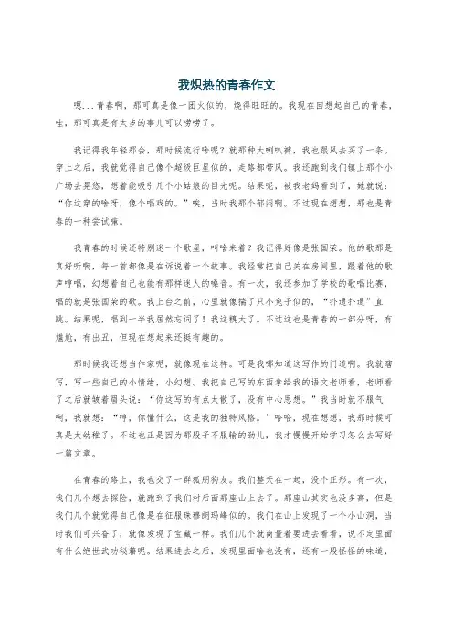 我炽热的青春作文