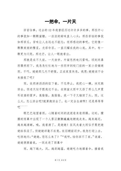 一把伞,一片天_初一作文