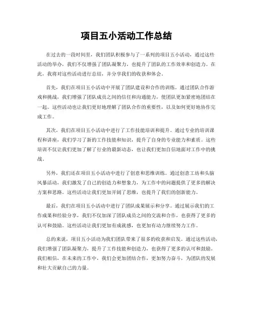 项目五小活动工作总结
