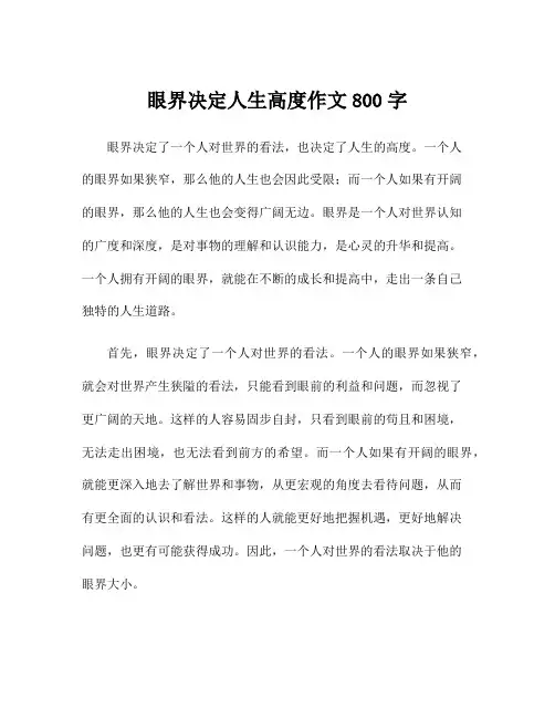 眼界决定人生高度作文800字