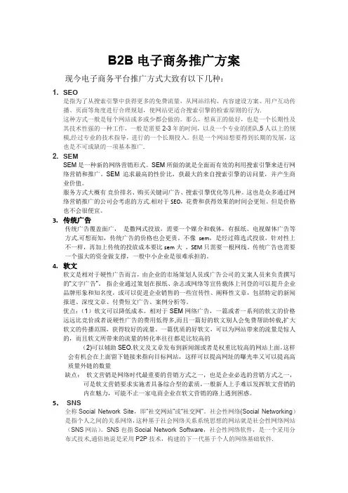b2b电子商务平台推广方案