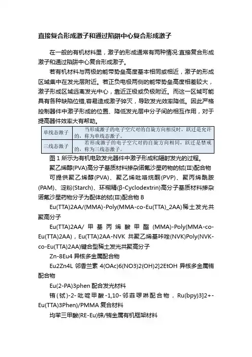 直接复合形成激子和通过陷阱中心复合形成激子