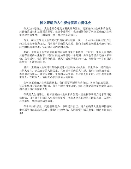 树立正确的人生观价值观心得体会