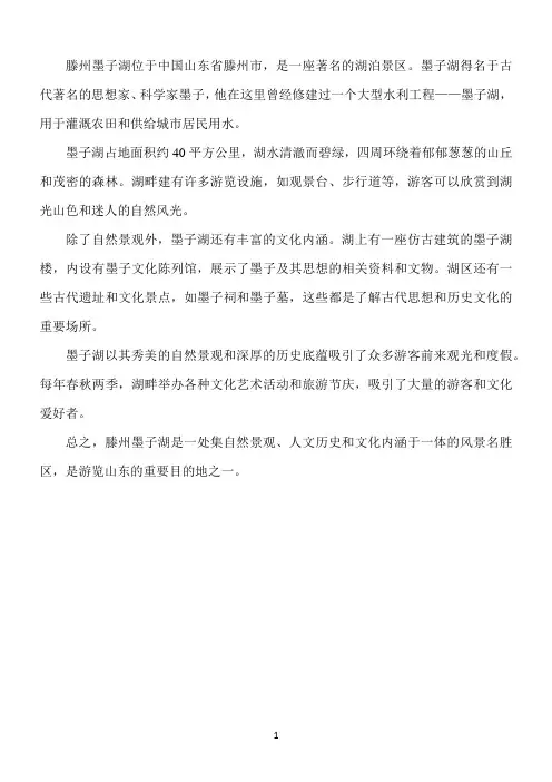 滕州墨子湖简介