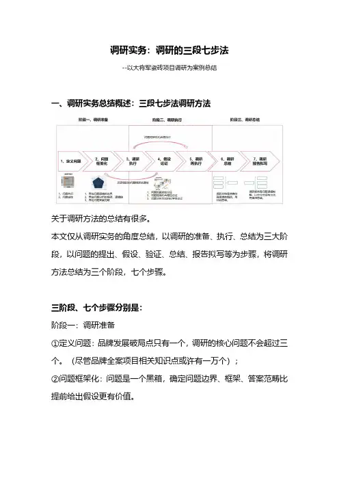 调研实务：调研的三段七步法